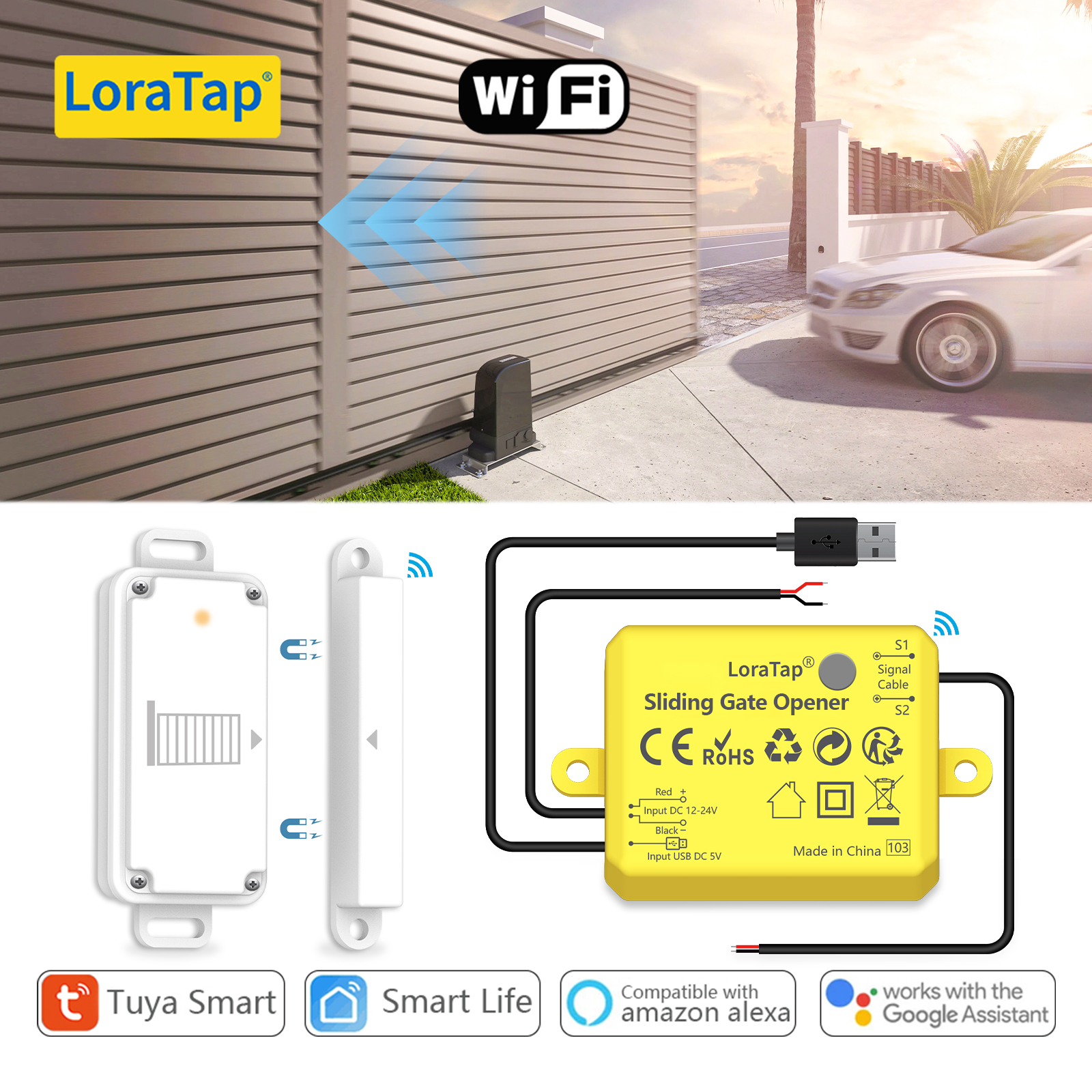 LoraTap Tuya Smart Life Sliding Gate Motor Opener Controller